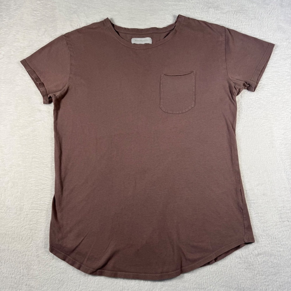 Urban Outfitters Standard Cloth Pocket Tee Mens Small Brown Curved Hem Shirt